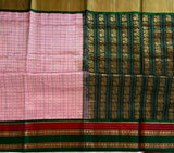  kanjeevaram silk cotton saree baby pink and green combo