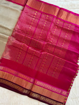  kanjeevaram silk cotton saree grey and pink combo