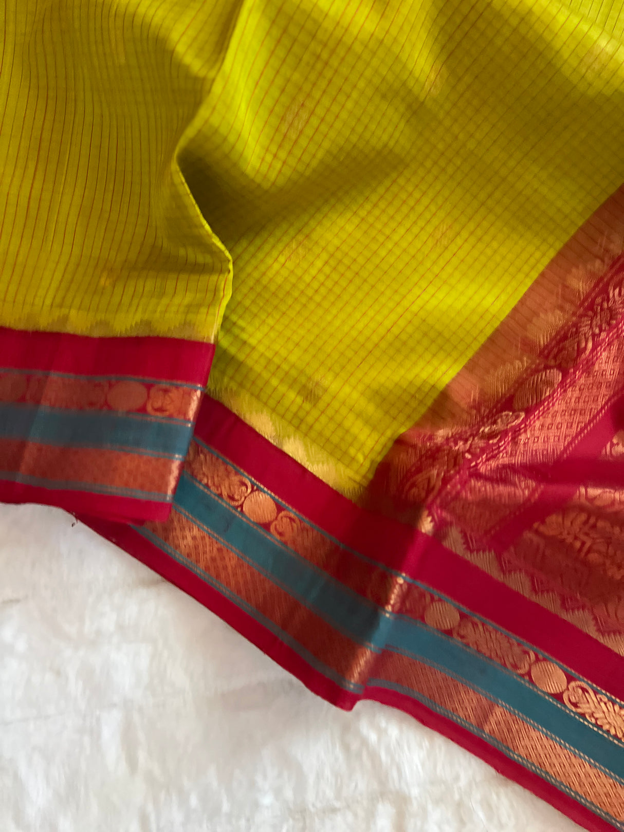  kanjeevaram silk cotton saree red and green combo