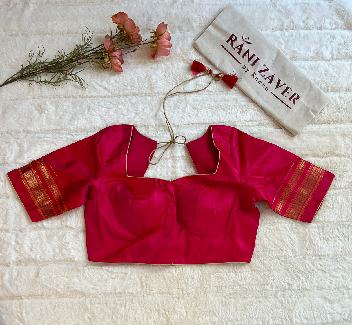 red pink mix colour blouse