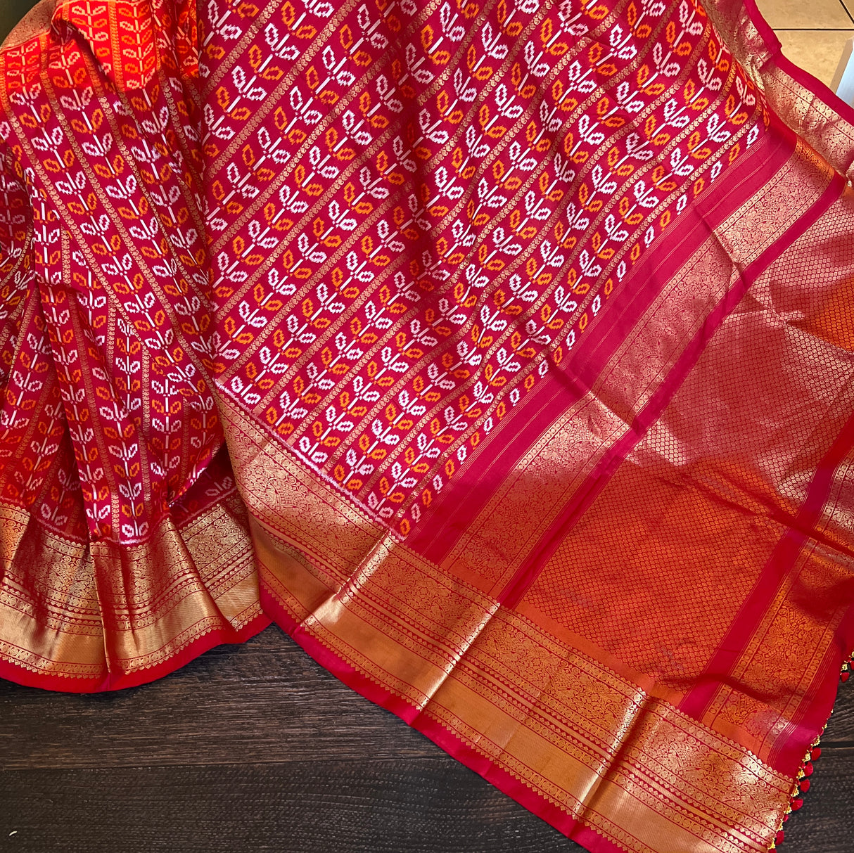  Ikkat kanchipuram fusion saree