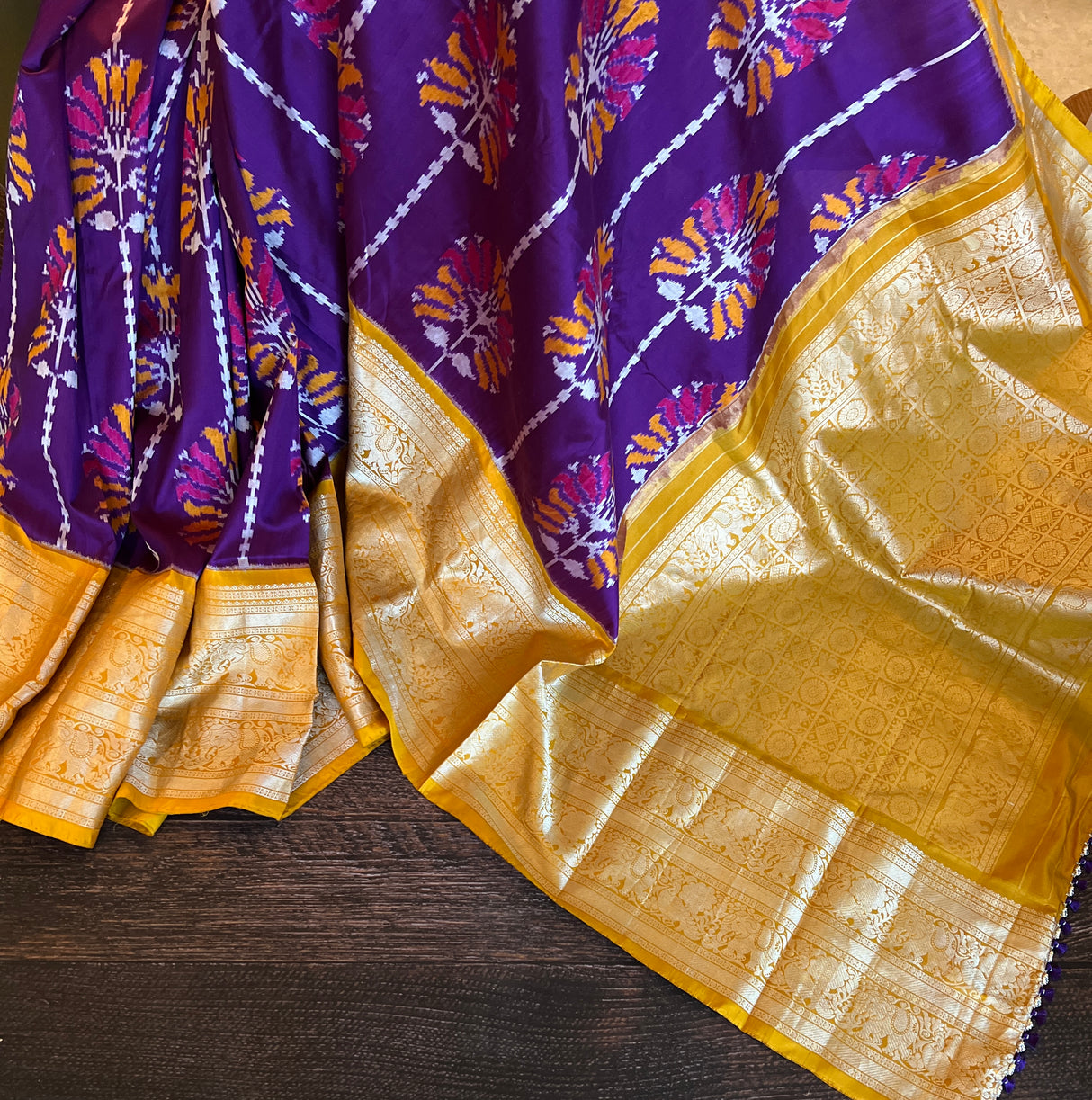  Ikkat Kanchipuram fusion Pure Silk saree with blouse