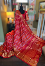 Ikkat kanchipuram fusion saree 