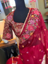 Red Kora Tissue embroidered