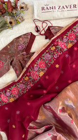 Red Kora Tissue embroidered