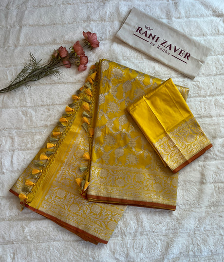 banarasi katan silk saree with pre stitched blouse