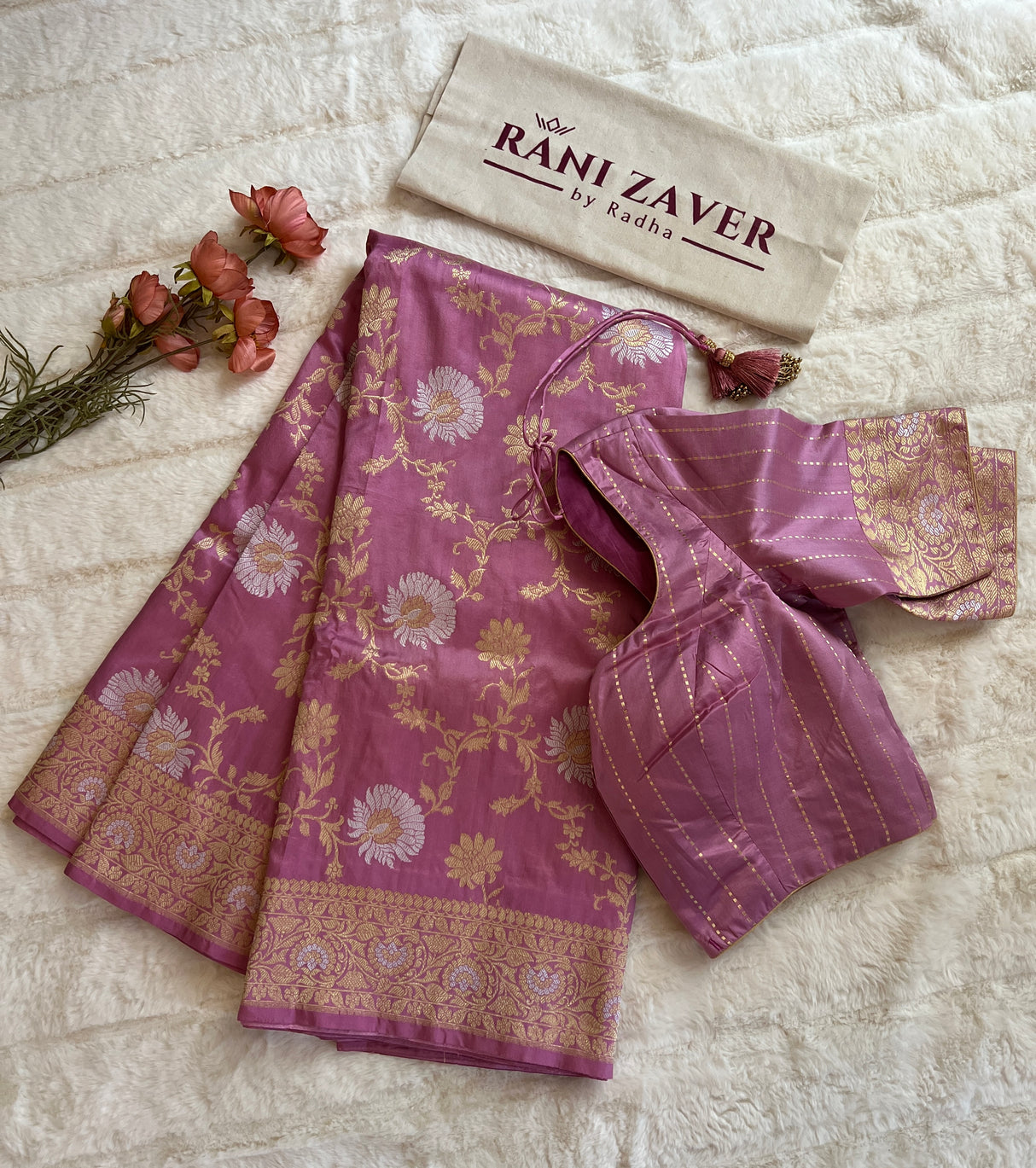 banarasi katan silk saree with pre stitched blouse