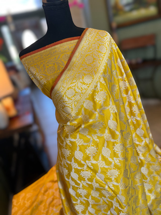 banarasi katan silk saree with pre stitched blouse