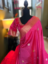 banarasi katan silk saree with pre stitched blouse