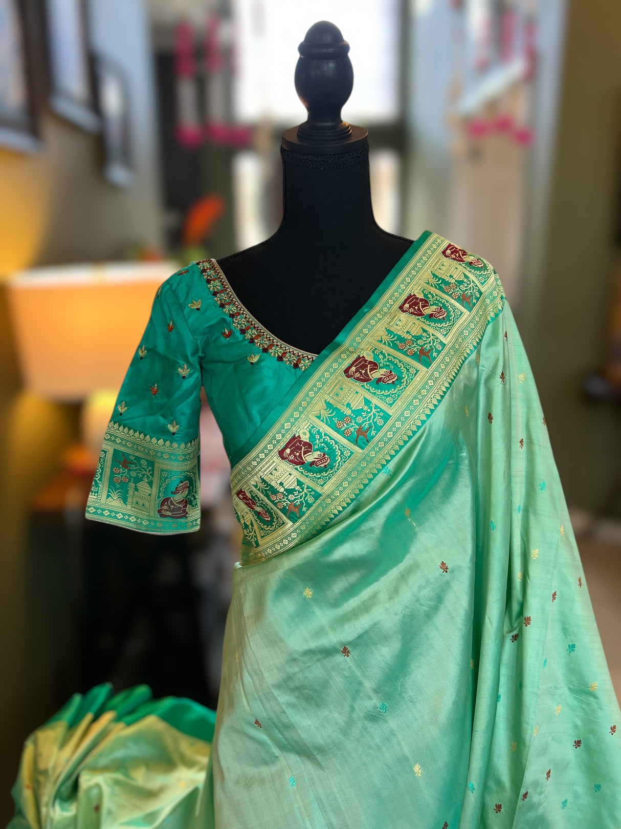 banarasi katan silk saree with pre stitched blouse