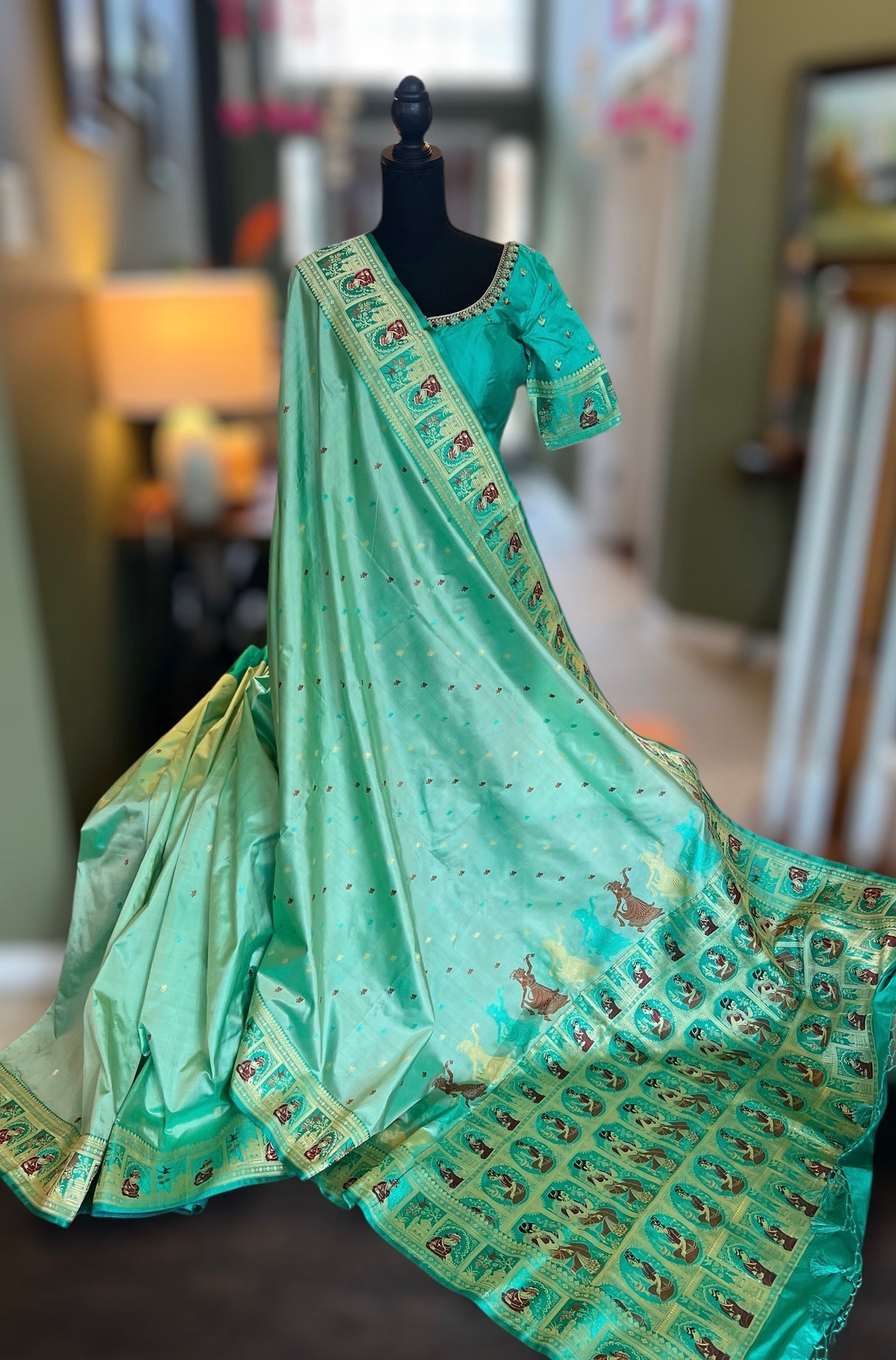 banarasi katan silk saree with pre stitched blouse