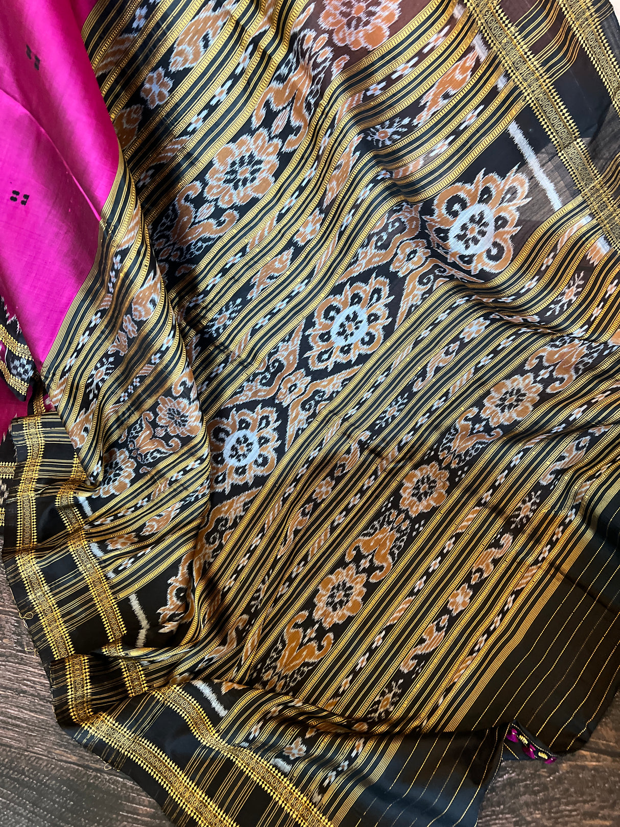 Sambalpuri Ikkat Handloom Silk Saree pink colour