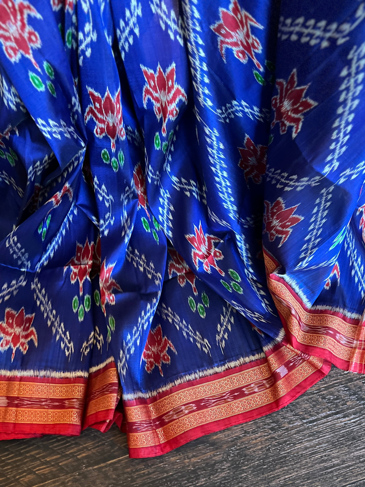 Sambalpuri Ikkat Handloom Silk Saree blue colour