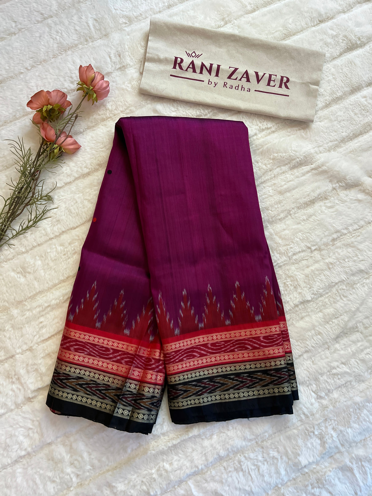 Sambalpuri Ikkat Handloom Silk Saree purple colour