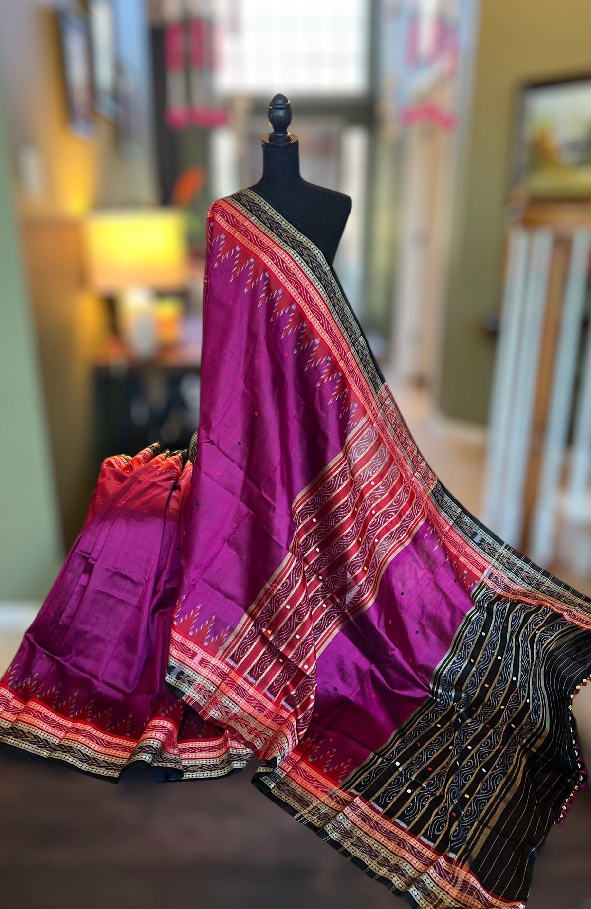 Sambalpuri Ikkat Handloom Silk Saree purple colour