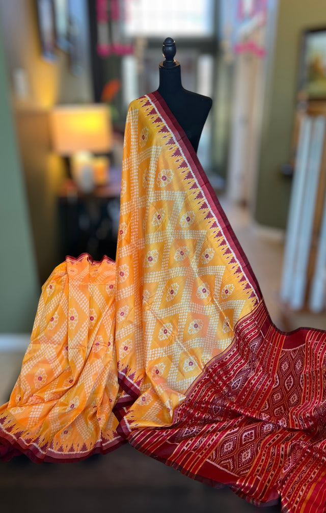 Sambalpuri Ikkat Handloom Silk Saree blue colour