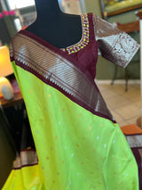 Long Border Gadwal Handloom Pure Silk With Pre-Stitched Blouse AUS