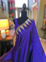 Deep Bluish Purple Mix Yeola Paithani  Handloom Pure Silk Silver ZariAUS