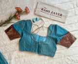 Chanderi Tissue Katan Handloom Pure Silk  With Pre-Stitched Blouse AUS