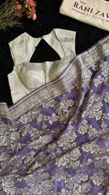 Lavender Georgette with silver Pita zari