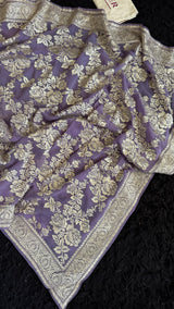 Lavender Georgette with silver Pita zari