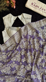 Lavender Georgette with silver Pita zari