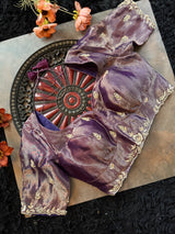 Purple Tissue Pure Organza Designer Saree