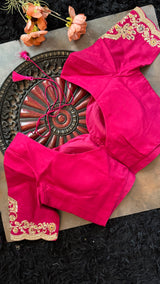 Rani Pink Tissue Pure Organza Designer Saree