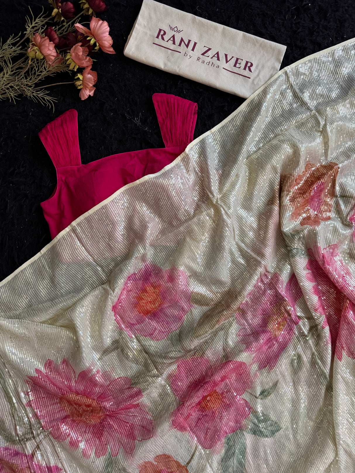 Ivory Floral Sequins on georgette