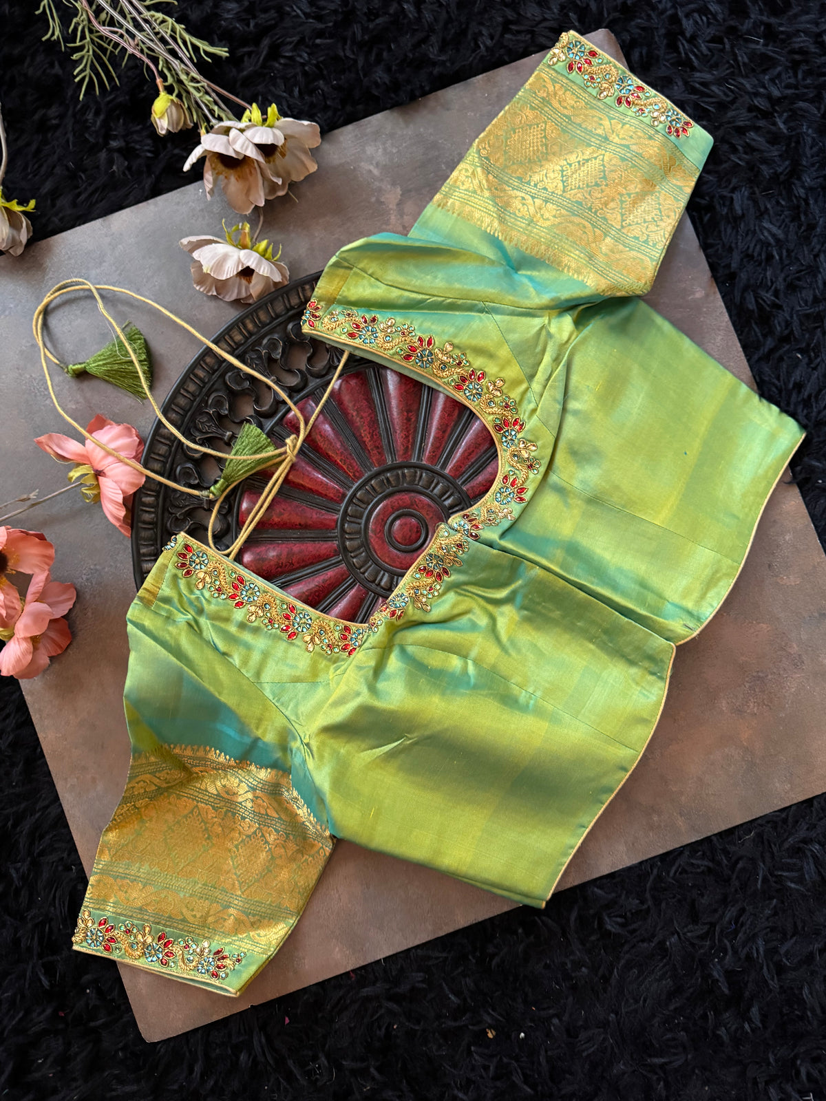 Red Green Gadwal Pure SIlk
