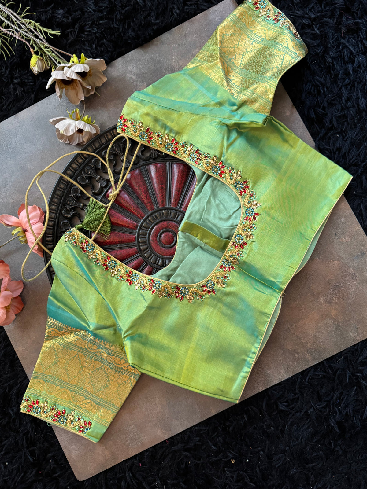 Red Green Gadwal Pure SIlk