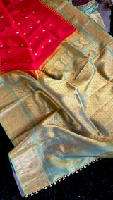 Red Green Gadwal Pure SIlk
