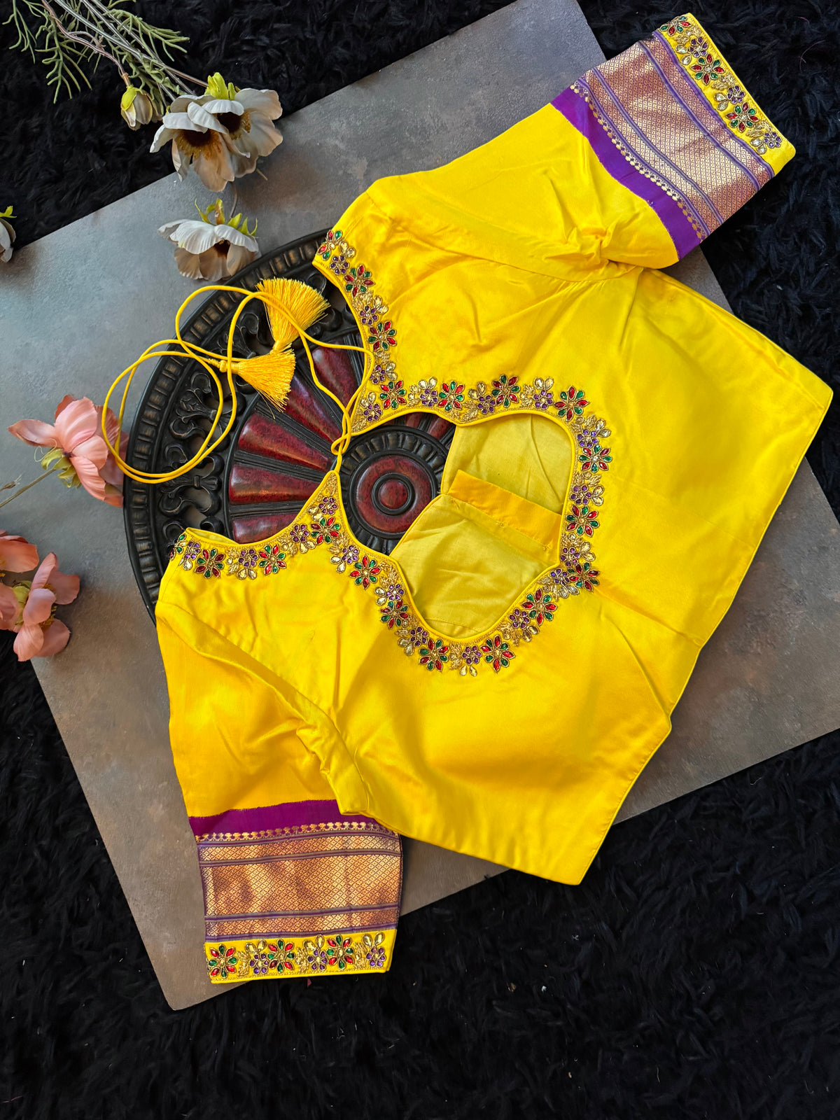 Yellow Purple Maharani Paithani Handloom Pure Silk