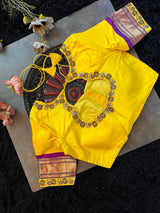 Yellow Purple Maharani Paithani Handloom Pure Silk