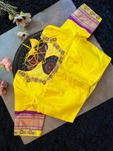 Yellow Purple Maharani Paithani Handloom Pure Silk
