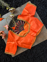 Green Saree Peach Pleats  Kanchipuram pure silk