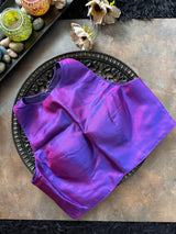 Purple Zero Neck Cut Away Sleeveless Pure Silk Blouse 36