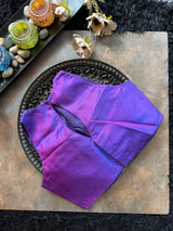 Purple Zero Neck Cut Away Sleeveless Pure Silk Blouse 36