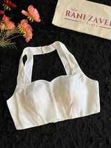 Ivory Linen Halter Neck Blouse 38