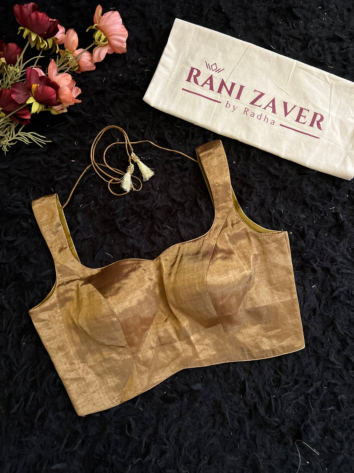 Metallic Bronze Gold Tissue Sleeveless Blouse 34 36