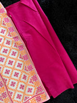 White Orange Multicolor Kutch Embroidery Kota