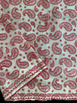 White Red Mango Paisley Embroidered Kota
