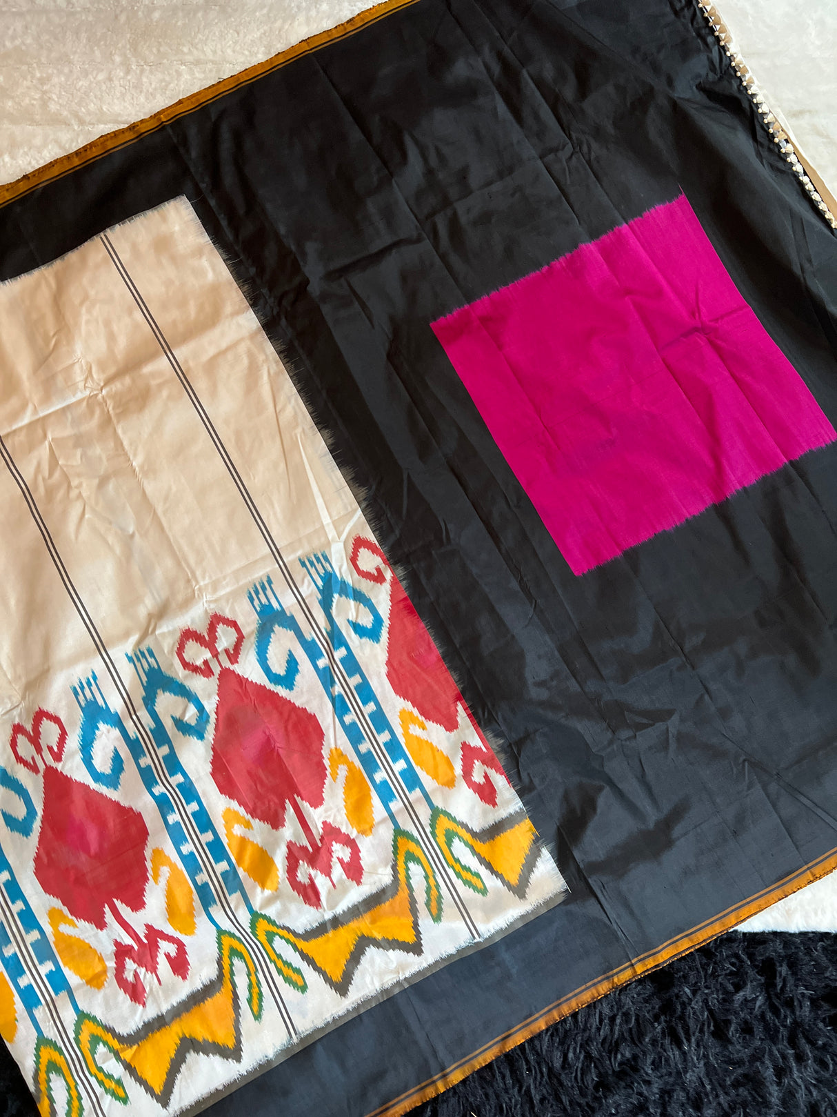 Cambodian design Single Ikkat Pure Silk