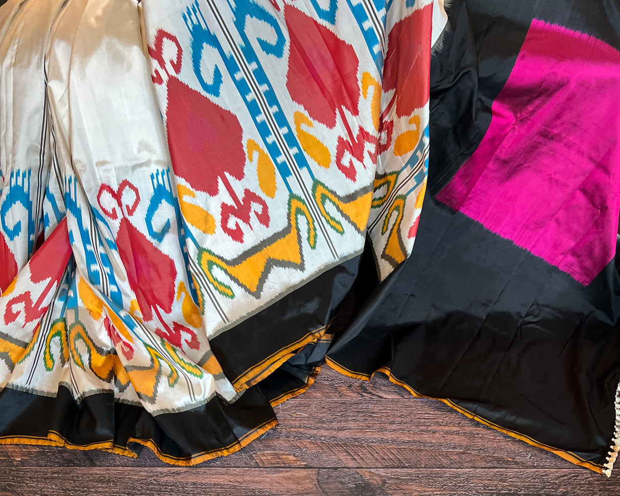 Cambodian design Single Ikkat Pure Silk