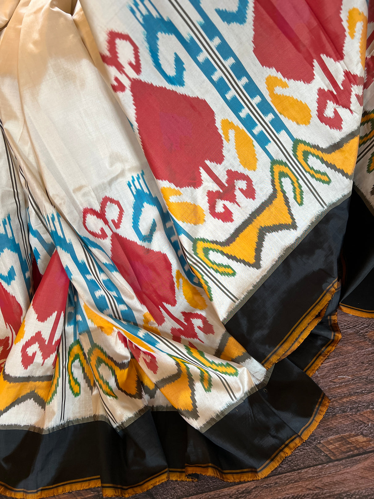 Cambodian design Single Ikkat Pure Silk