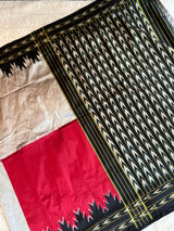 Silver Maroon Large Squares Single Ikkat Handloom Pure Silk