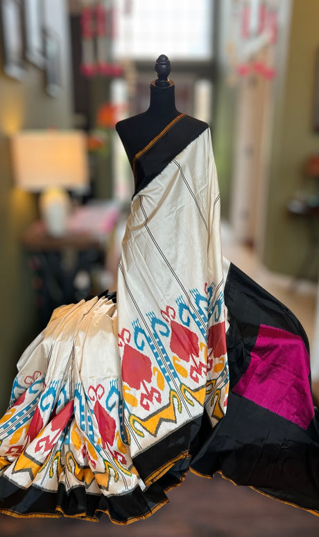 Cambodian design Single Ikkat Pure Silk