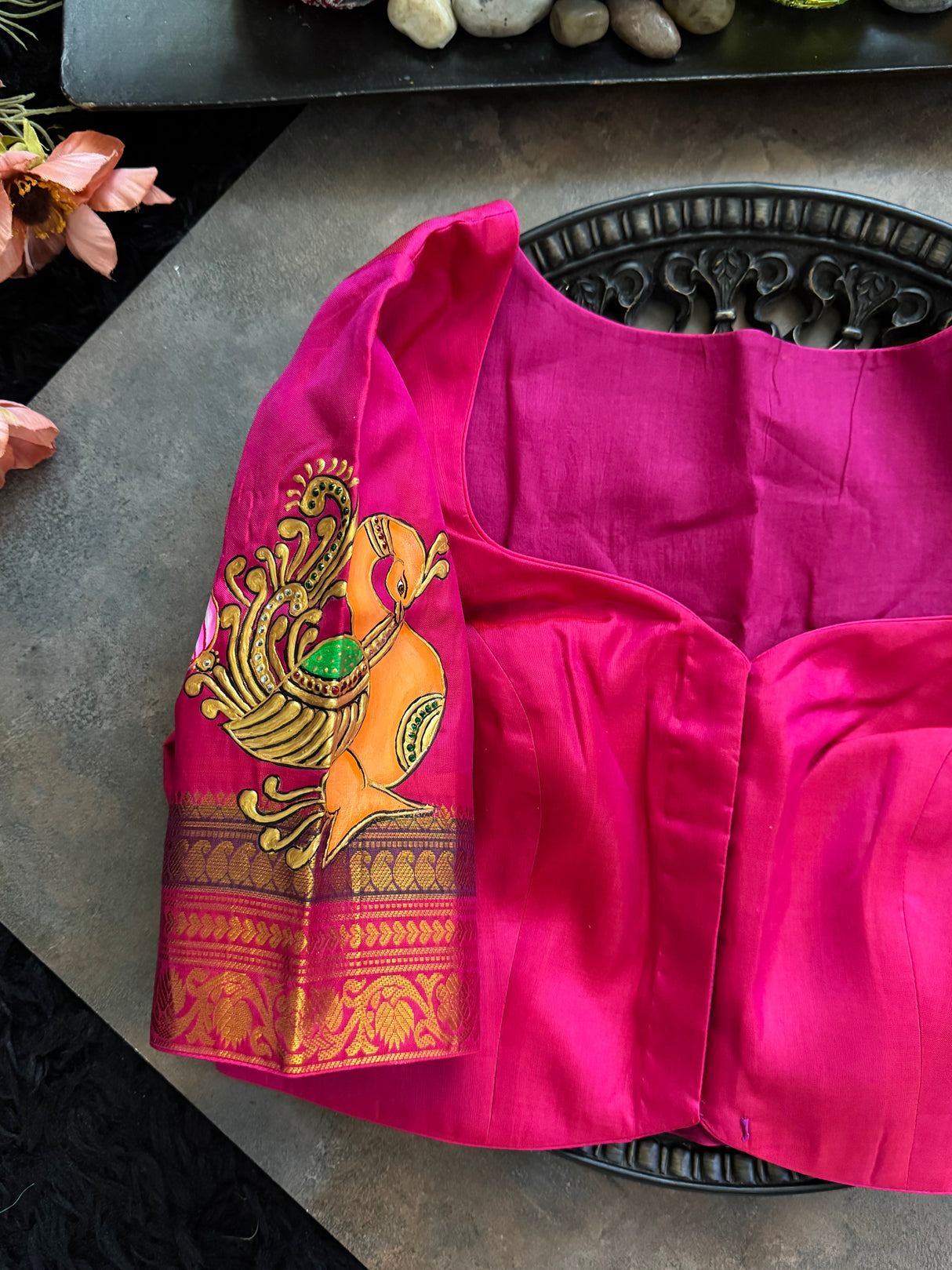 Tanjore Paintingon Gadwal Pure Silk Blouse