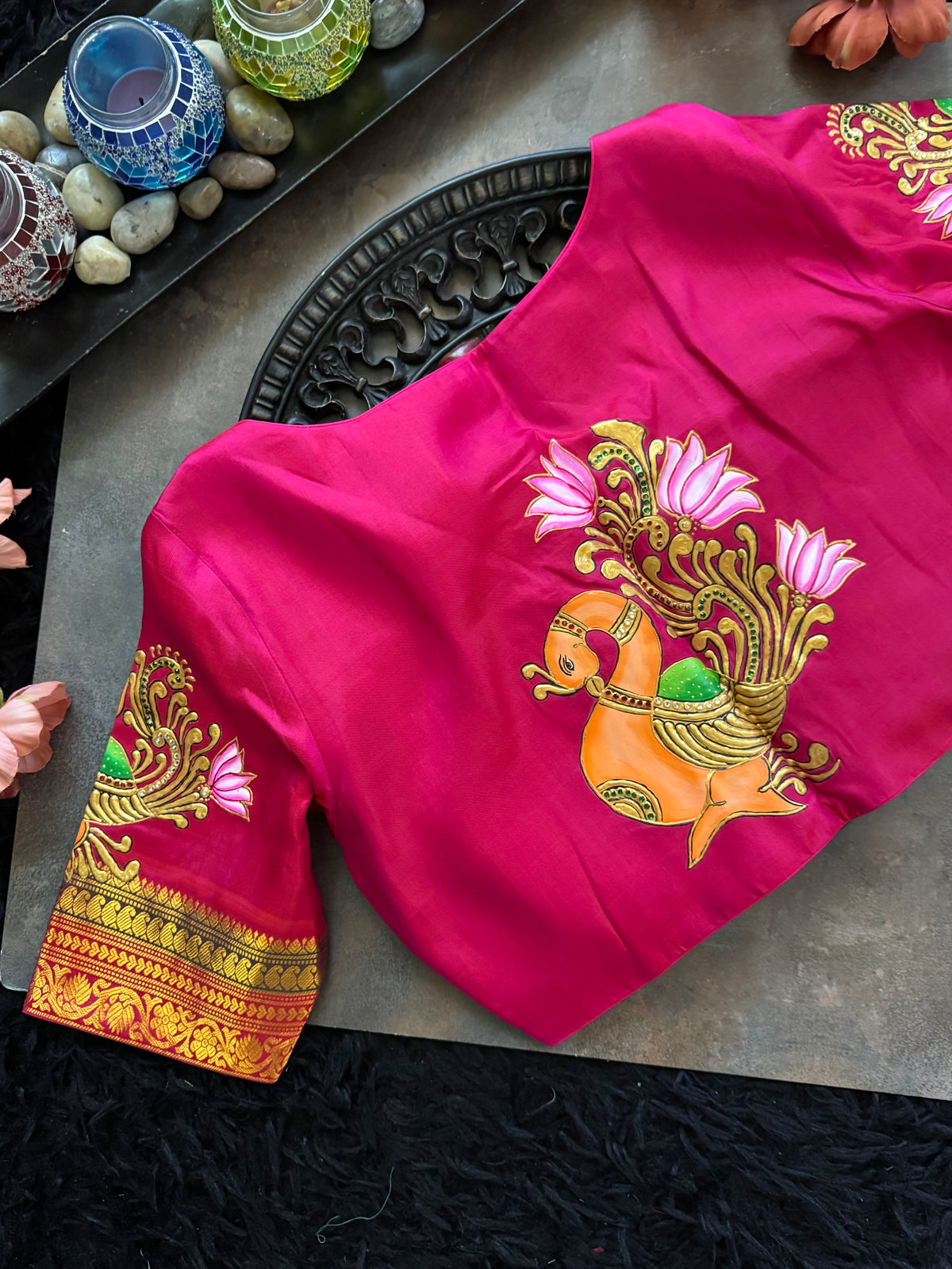 Tanjore Paintingon Gadwal Pure Silk Blouse
