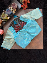 Blue Ikkat Kanchi Pure Silk Handloom